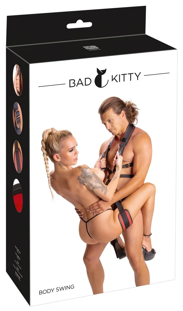 Bad Kitty Body Swing, Sexy Liebesschaukel Body Swing Tragegurt Lederoptik goldene Details Komfortpolster Haltegriffe für intensive Positionen