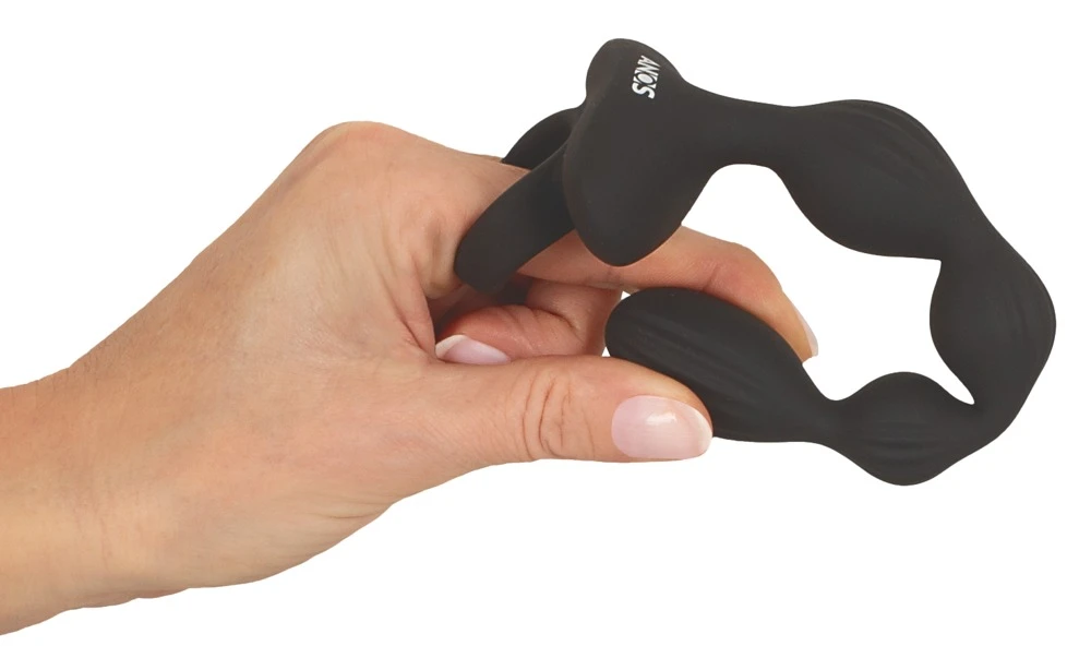 ANOS Flexible Anal Beads, ANOS Anal Beads mit 2 Motoren und Jumping Vibrations – flexibler rillenstrukturierter Analkugelstrang mit 10 intensiven Modi