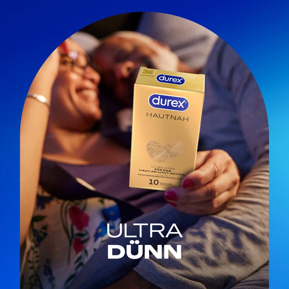 Durex Hautnah 10er, Hautnah verbunden, latexfreie transparente Kondome von Durex aus Polyisopren für ein natürlich intensives Liebesgefühl