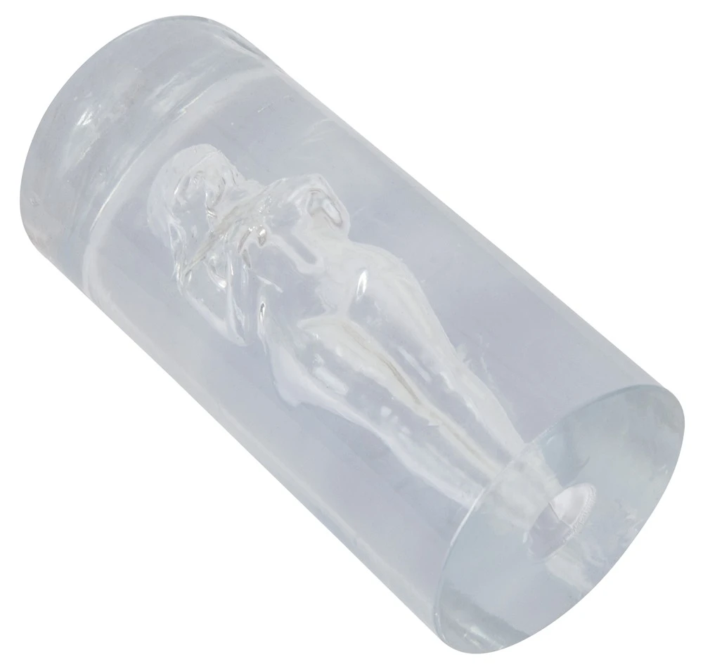 Stroker Female Shaped Tunnel, Transparenter Masturbator mit strukturierter 3D-Frauensilhouette, elastischem Softmaterial und intensivem Saug-Effekt für kraftvolle Handjob-Momente