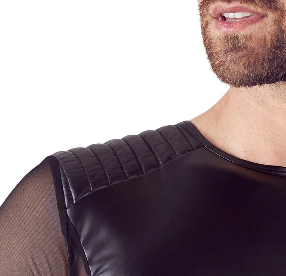 Herren Shirt von NEK im edlen Mattlook mit gesteppten Schultern und Powernet-Einsätze an den Seiten.