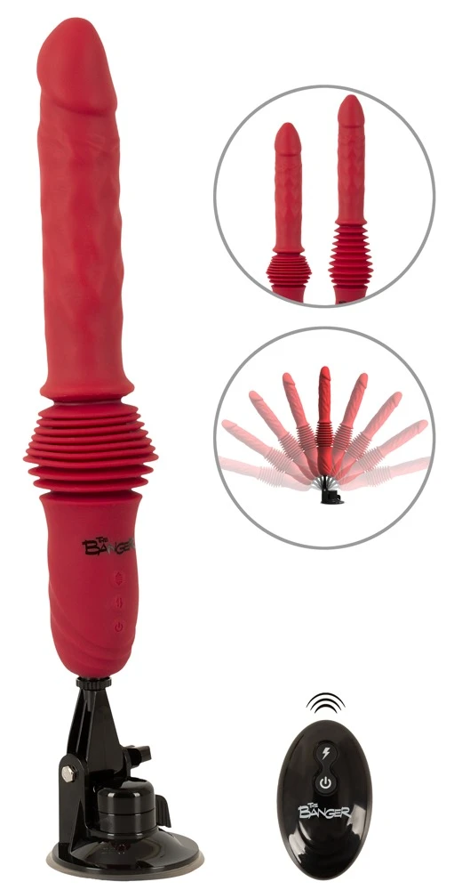 RC Double Thrusting Fucking Ma, Erotischer Stoßvibrator mit doppelter Stoßkraft, Power-Vibration, verstellbarem Saugfuß und Fernbedienung – The Banger