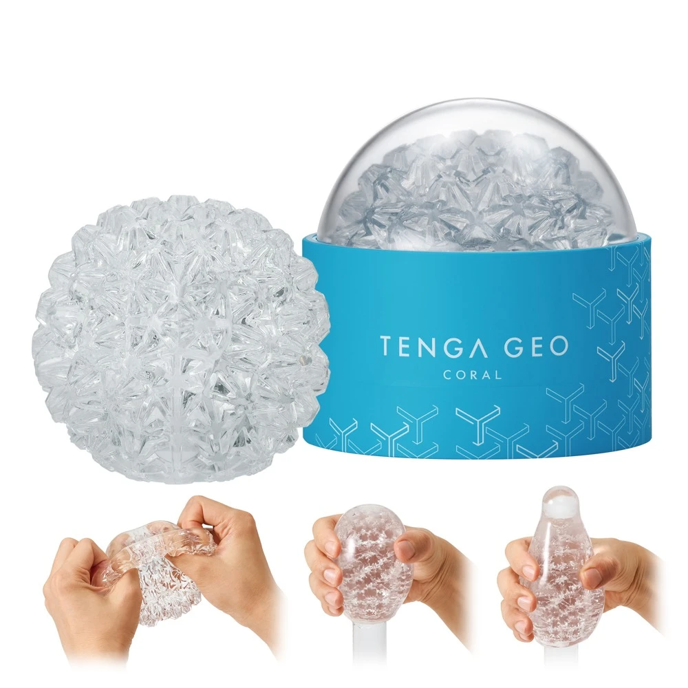 Tenga GEO CORAL, TENGA GEO CORAL Masturbator transparent mit intensiven Korallen-Strukturen für aufregendes Solo-Spiel