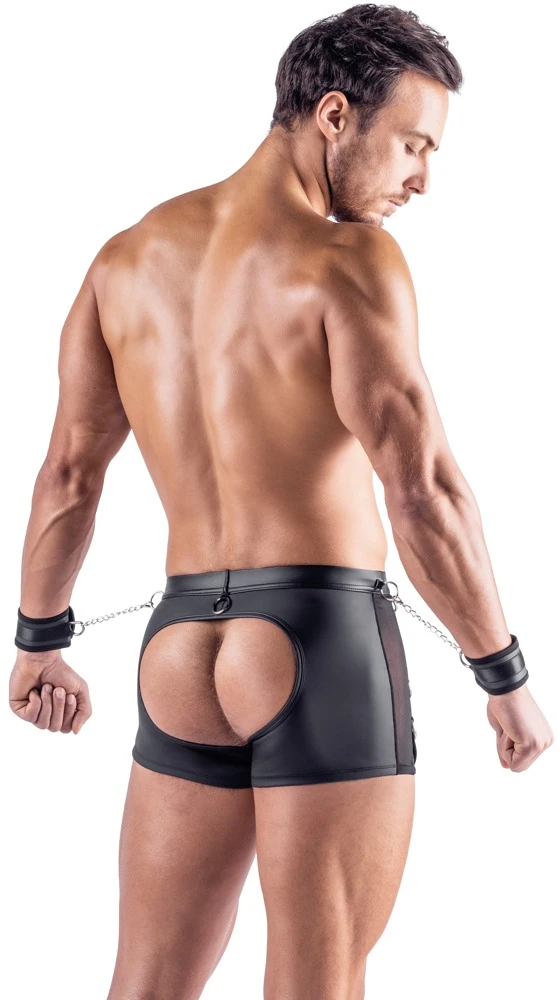 Po-freie Pants mit Soft-Handfesseln im heißen Mattlook und Netz – mit Reißverschluss im Beutel, Fesselringen und verführerischem Bondage-Style von Svenjoyment