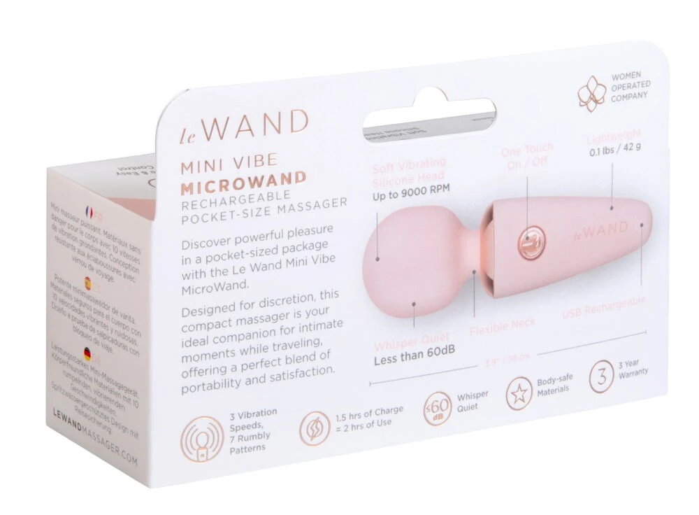 le Wand Mini Microwand, Mini Vibe Microwand von le Wand kompakter Massagestab mit kraftvoller Vibration flüsterleise Bedienung 7 Modi 3 Intensitäten Soft Touch für zuhause und unterwegs