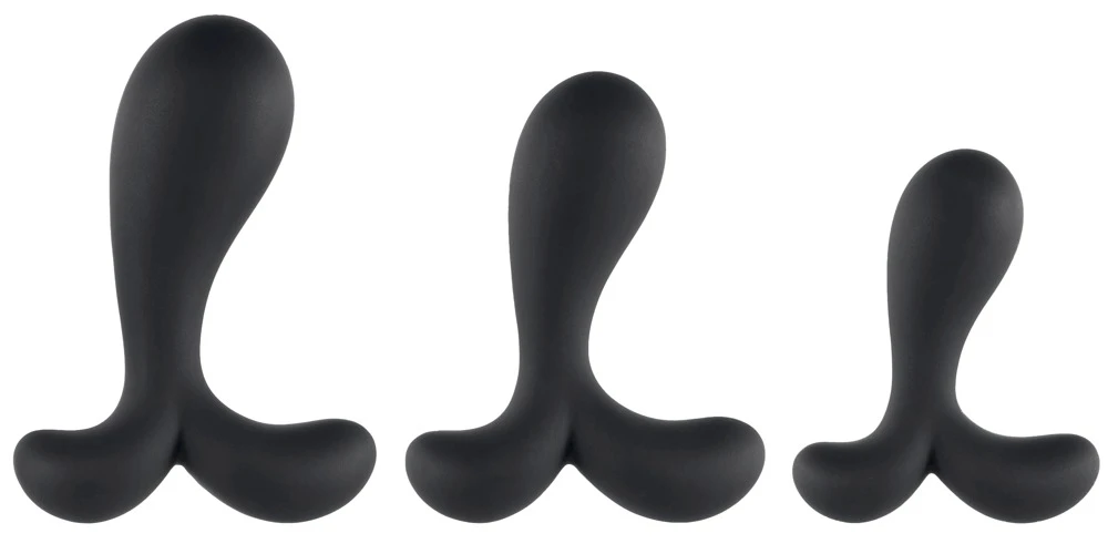 ANOS Butt Plug Training Set 3er-Analplug-Set Silikon Butt Plug Training Set mit leicht gebogenen Spitzen für Prostata Stimulation und Dehntraining in verschiedenen Größen und Gewichten