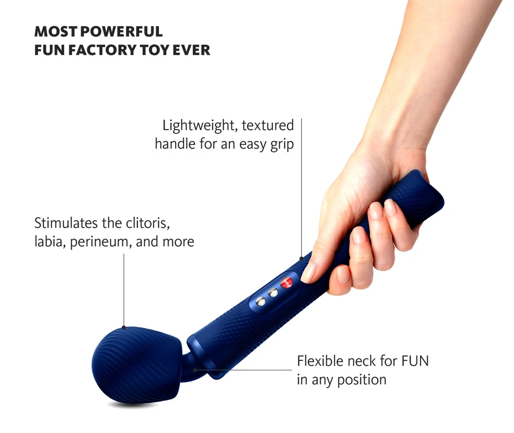 FUN FACTORY Massagestab VIM Wand Massager Made in Germany aufladbares Massagegerät mit 3 verschiedenen Massageprogrammen und Massagekopf