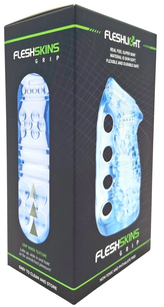 Fleshskins Grip Blue Ice, Fleshlight Fleshskins Grip Blue Ice Masturbator – erotisch strukturiert, seidig-soft, perfekter Grip & individuell steuerbare Intensität