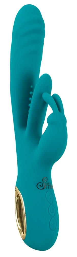 Smile Rabbit Vibrator w Thrust, Rabbitvibrator mit Stoß-Funktion und blitzschneller G-Punkt-Zunge – kraftvoller Ringgriff, drei starke Motoren für intensive Innen- und Außenreize