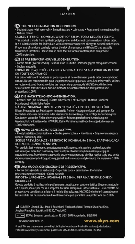 SKYN Close Feel 10er, So fühlt sich Nähe an: Vegane, latexfreie Kondome aus Sensoprene in schmaler Passform für gefühlsechte, seidige Intimität