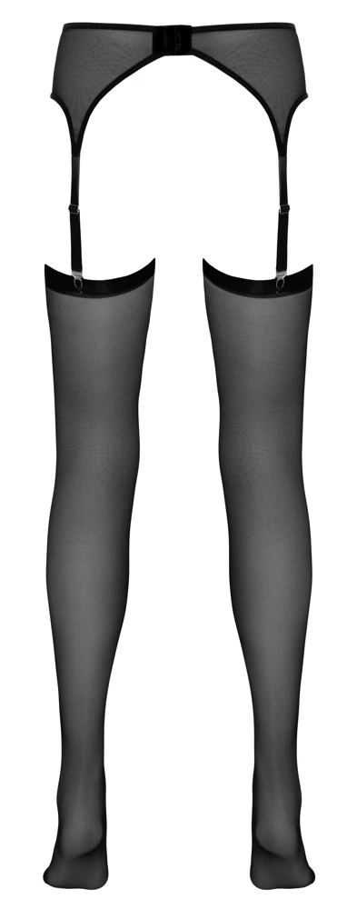 Schlicht eleganter Strapsgurt aus Powernet mit silberfarbenen Metallteilen und 3 Strapsen pro Seite.