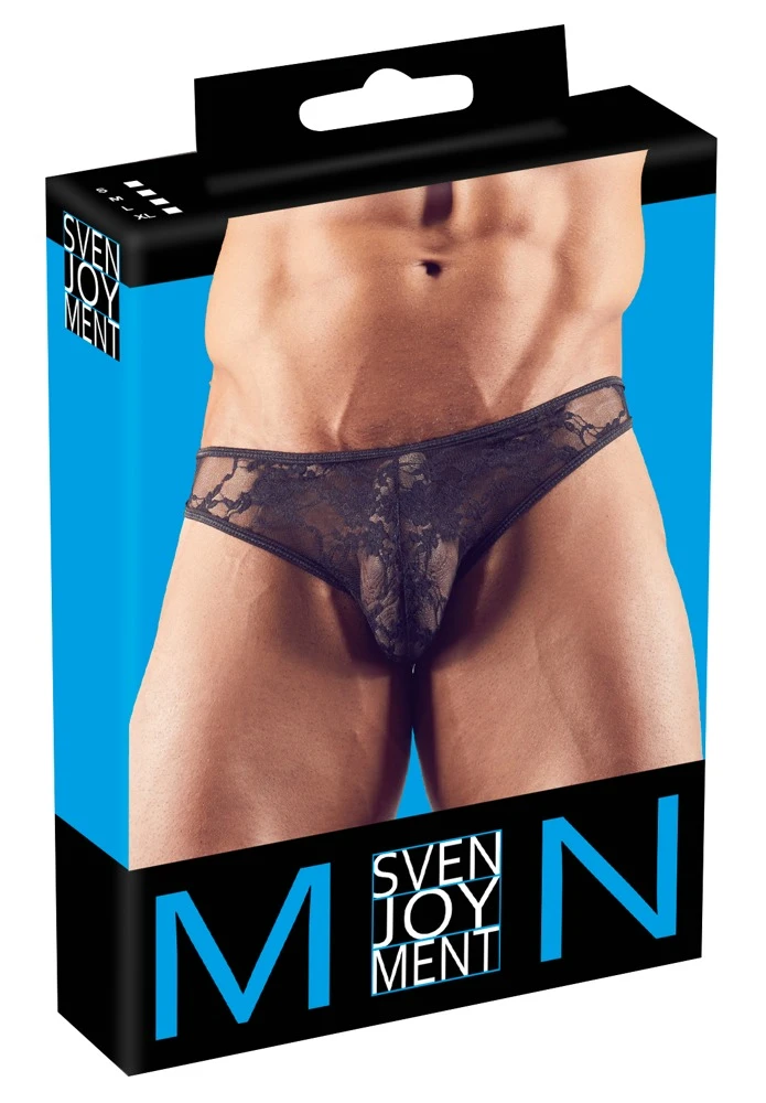 Svenjoyment schwarzer Slip aus elastischer Spitze in schwarz.