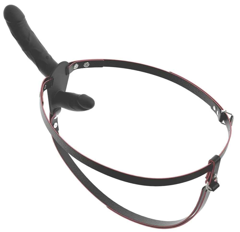 RC Vibrating Double Strap-On, Strap-on mit Doppelvibration Fernbedienung 10 Modi Lederlook Umschnallstring kraftvoll & leise für intensives Feeling