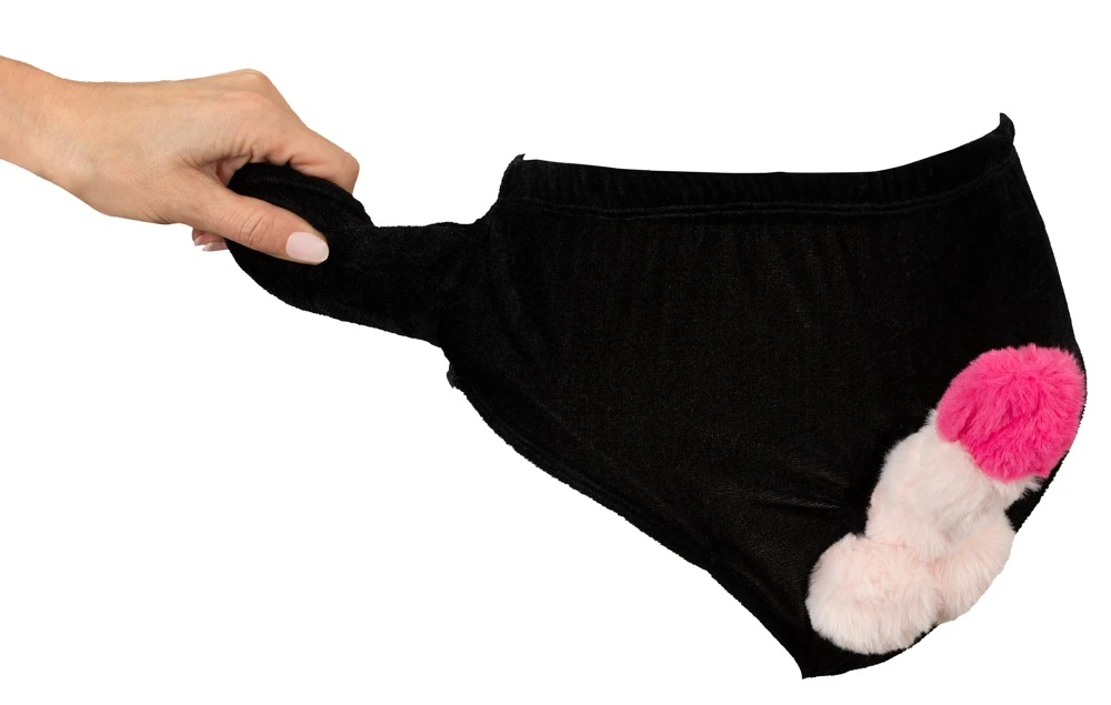 Slip mit aufblasbarem Penis, Plüsch-Penis Slip Schwarz mit aufpumpbarem Penis – frecher Unisex Spaß für Partys, JGAs und heiße Nächte mit verstecktem Pumpball