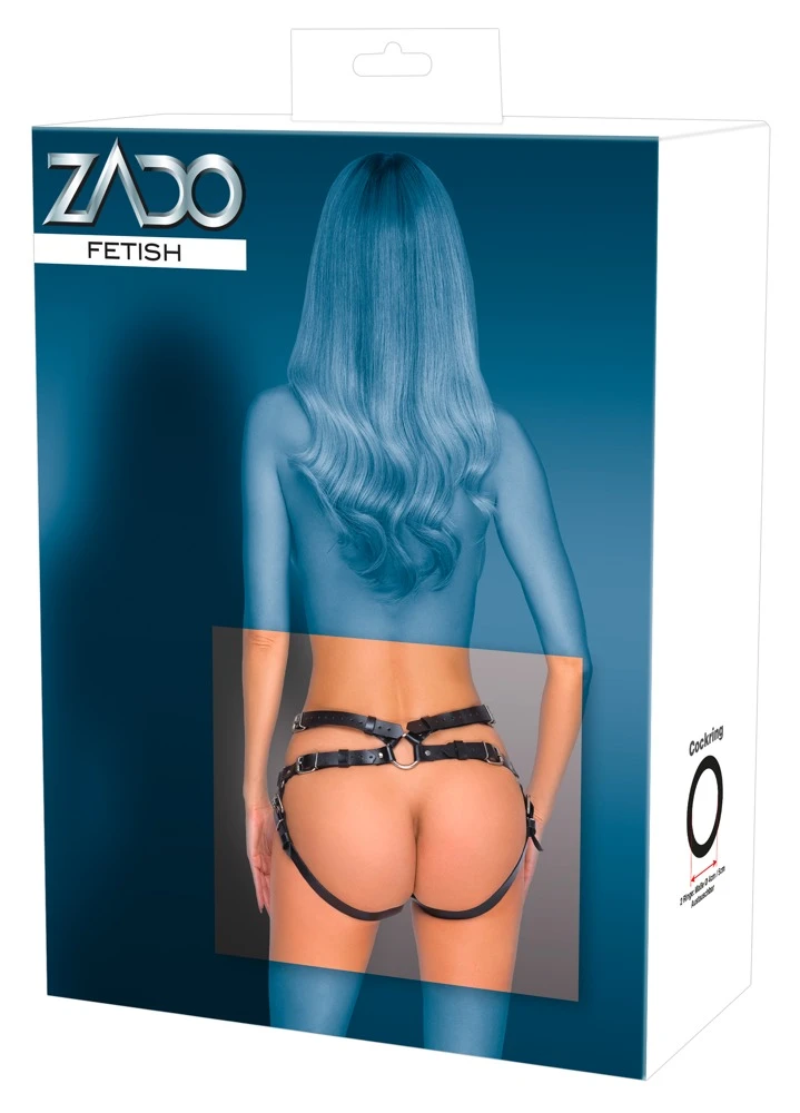 Vielfach verstellbarer Strap-on-Hüftgurt aus Leder von ZADO. Universell benutzbar mit vielen Dildos und Vibratoren, die einen Saug- oder Standfuß besitzen.