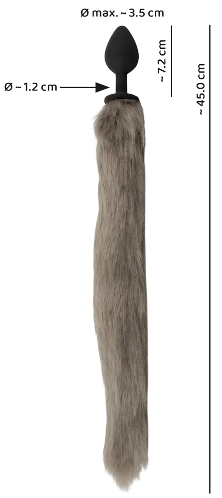 Fluffy Tail Grey, Fluffiger Schweif für sinnliche Abenteuer, flexibler Analplug mit weichem Kunstfell und sicherem Stopper Fluffy Tail Grey, Fluffiger Schweif für sinnliche Abenteuer, flexibler Analplug mit weichem Kunstfell und sicherem Stopper