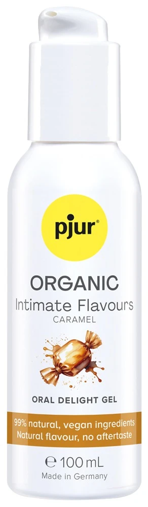 pjur Oral Delight Caramel 100ml, pjur ORGANIC Oral Delight Gel Caramel – Erotisches Intimgel mit sinnlichem Karamellgeschmack für Oralsex, Vorspiel & Massage