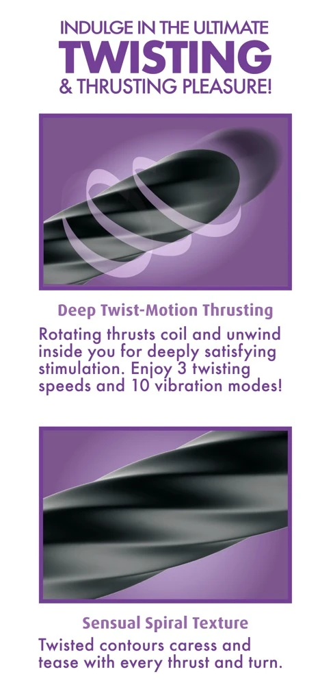 AFE Twist Ecstacy Black, Twist Ecstasy Analvibrator Spiral Rotierend Stoßfunktion 10 Vibrationsmodi Silikon Analtoy Massager für Erwachsene