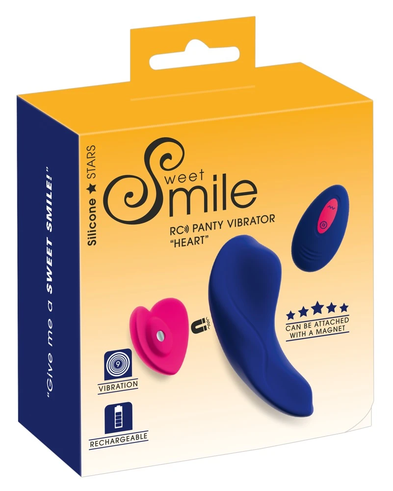 Smile RC Panty Vibrator Heart, Sweet Smile RC Panty Vibrator Heart – Stylischer Mini-Vibrator mit Herz-Magnet, 9 intensiven Vibrationsmodi und Fernbedienung für heimliche Lustmomente im Slip
