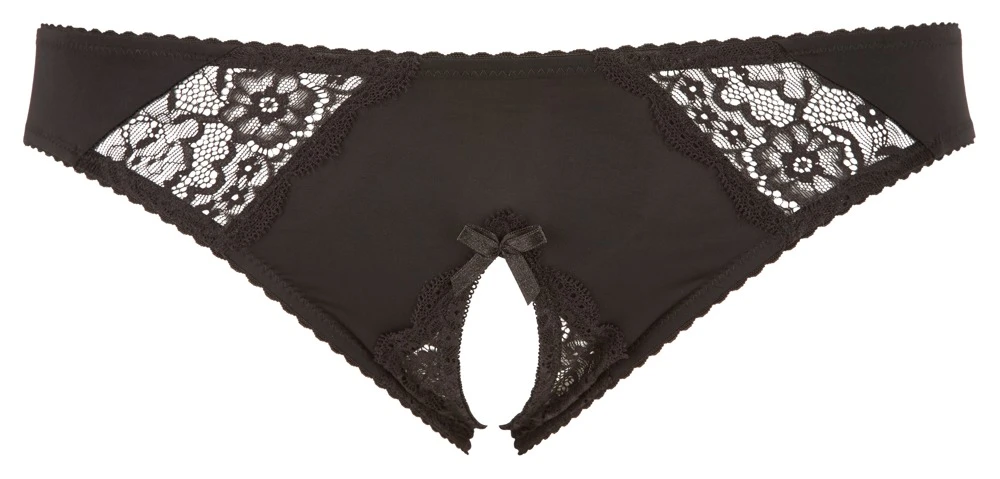 Cottelli CURVES Slip ouvert mit verführerischem Spitzeneinsatz, offen im Schritt für kurvige Frauen, die ihre sinnliche Seite selbstbewusst zeigen