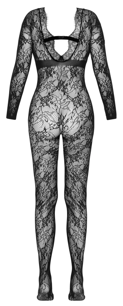 Fantasieanregender Langarm-Catsuit ouvert von Cottelli FANTASY in aufregender Spitzenoptik. Mit Fuß und verstärkter Zehenpartie.