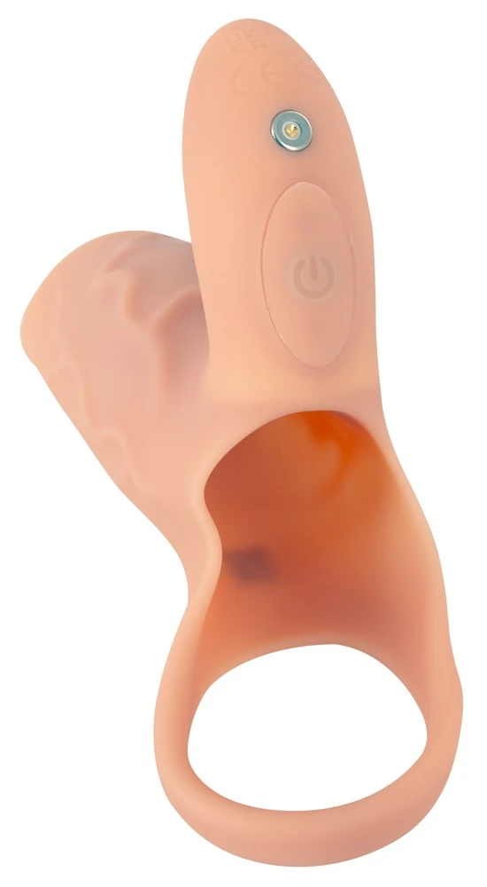 Realistixxx Real Sleeve Clit S, Vibro Penismanschette mit Hodenring und Klitoris Stimulator, 2 leise Motoren, 10 Vibrationsmodi, verdickend für intensivere gemeinsame Höhepunkte