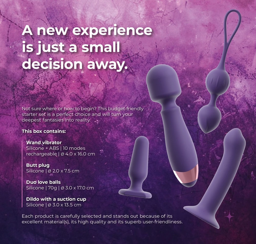 Magic shiver Feminine Women Love Toy Starter Set Feminine 4-teilig mit Dildo Analplug Liebeskugeln und Massagestab aus softem Silikon von Magic Shiver