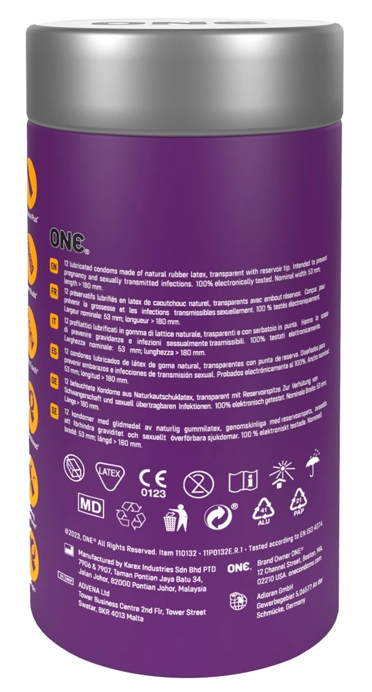 ONE Mixed Pleasures 12er, ONE Kondom-Set Mixed Pleasures – 6 Sorten für heiße Nächte mit befeuchteten, ultraweichen Sensatex-Kondomen, vegan und gentechnikfrei hergestellt
