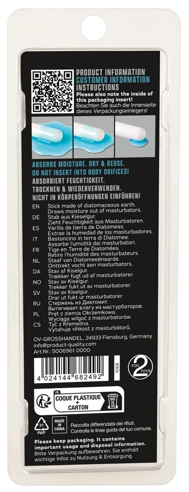 Absorption Stick, Absorption Stick – hygienischer Trocknungsstick für Masturbatoren & Sleeves, wiederverwendbar aus natürlicher Kieselgur – You2Toys