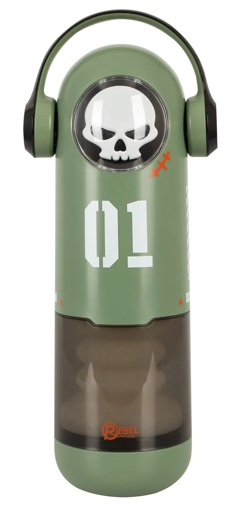 Rebel Skull Masturbator 3, Rebel SKULL Masturbator mit 3 Funktionen in cooler Totenkopf-Optik, rot leuchtenden Augen, Wärme-, Vibrations- und Stoßfunktion für intensives Solo-Vergnügen