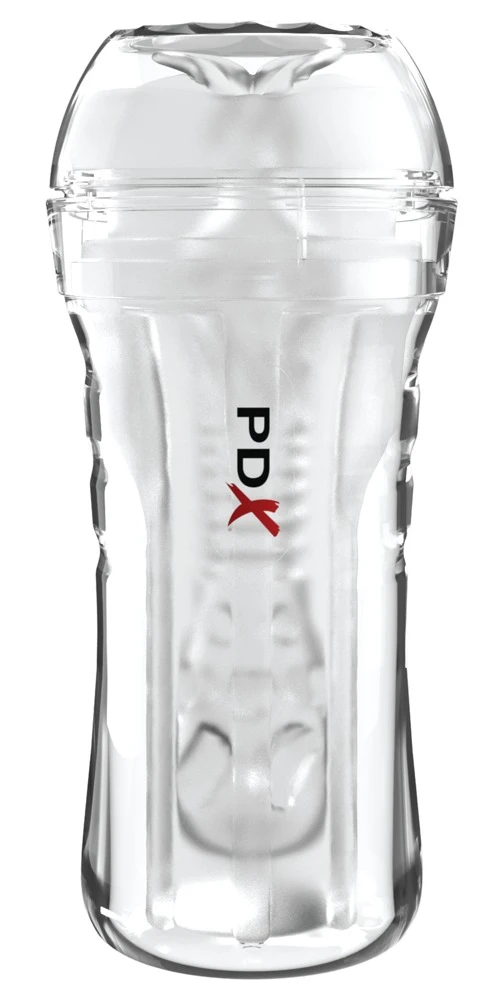PDXE Super Luscious Stroker Cl, PDX Extreme Wet Pussies Super Luscious Lips Masturbator transparent wasseraktiviert mit Stimulationsstruktur und Saugkontrolle