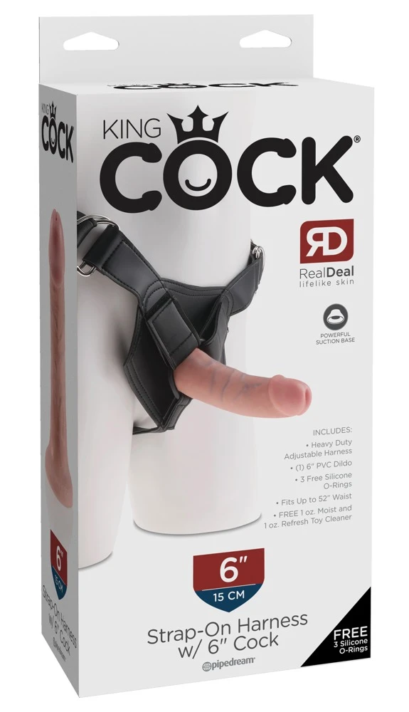 King Cock Strap-On 6 Zoll Harness mit herausnehmbarem Dildo