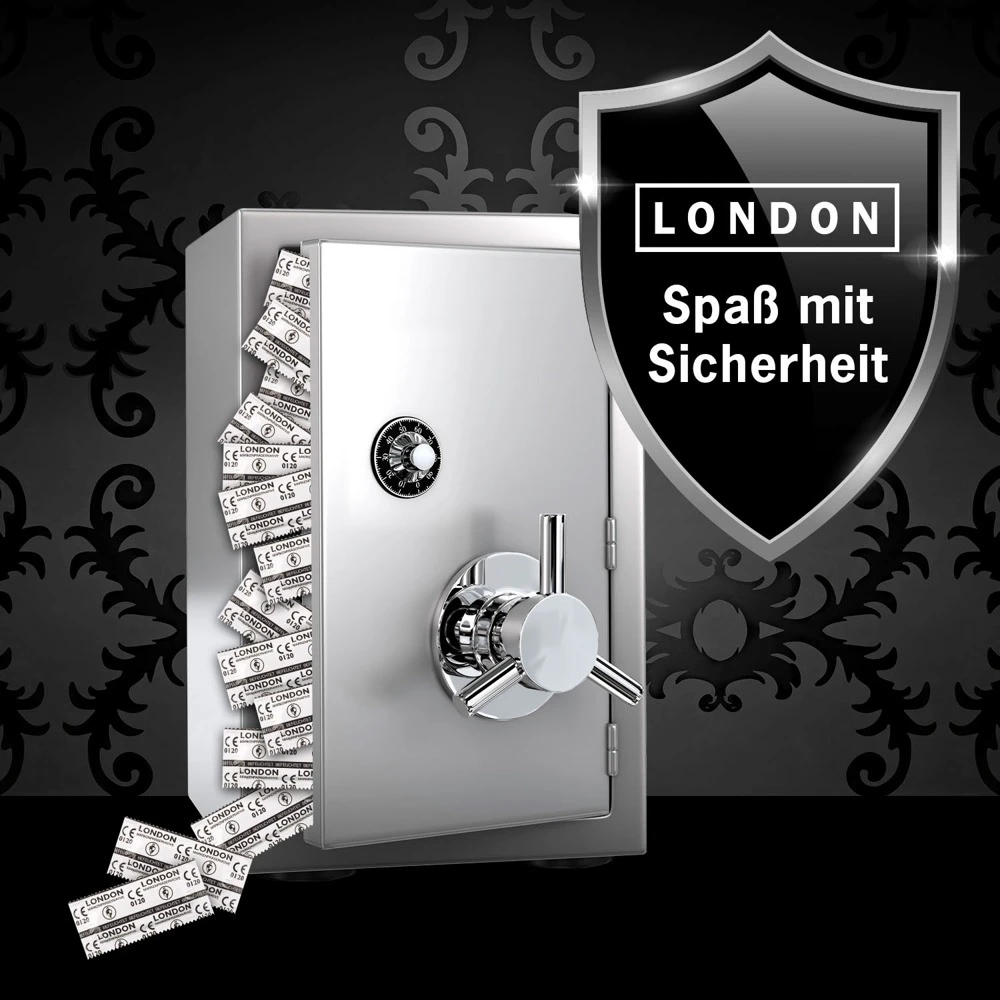 London feucht 1.000er, hauchdünne, transparente LONDON-Kondome mit Silikon-Gleitfilm reguläre Passform, einzeln verpackt im Vorratsbeutel