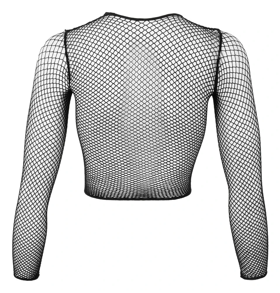 Netz-Shirt ¾-Arm transparent weich elastisch – Sexy Styling-Basic in Schwarz für Party, Festival, Strand & Alltag – Fantasy by Cottelli