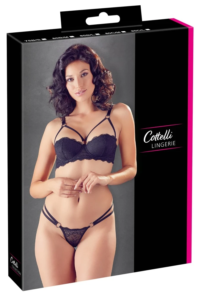 Cottelli LINGERIE Halbschalen BH und String aus Spitze mit dekorativen Bänder