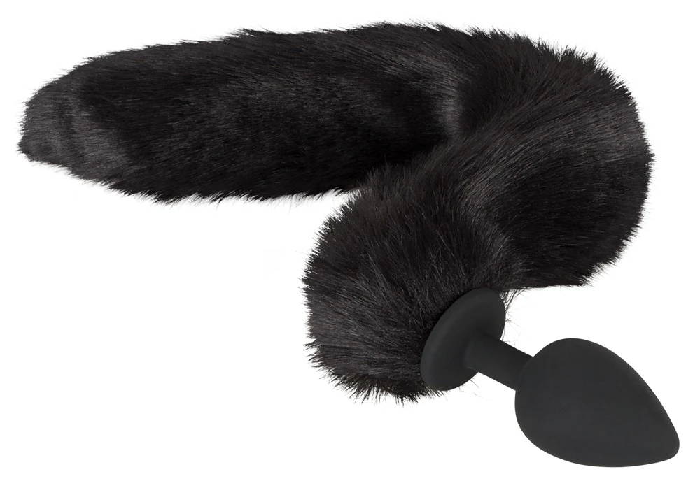 Bad Kitty Analplug in schwarz mit Katzenschwanz und Haarreif.