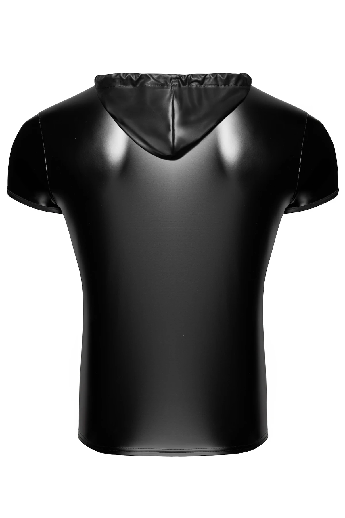 Noir Handmade Men Kapuzen-Hemd H085 im körpernahen Powerwetlook – maskulines Design mit Kapuze, Brusttasche und Frontzip für einen verführerisch markanten Auftritt