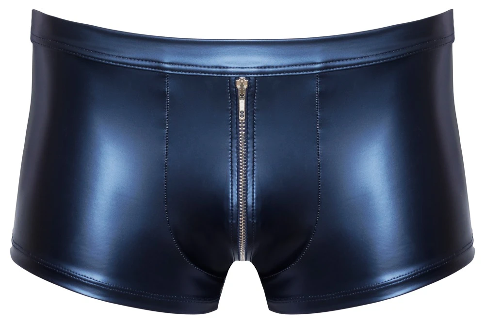 Blaue Pants von NEK im trendigen Metallic-Mattlook. Eng und körperbetont geschnitten. Mit silberfarbenem Reißverschluss vorne.