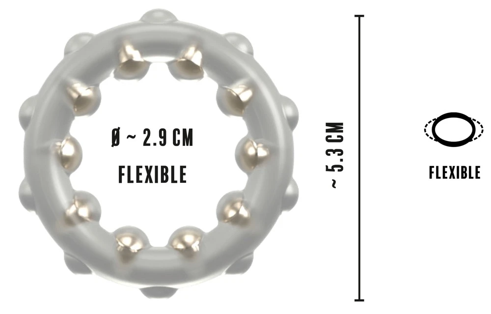 Rebel Cock Ring With Metal Bal, Rebel Cock Ring with Metal Balls – Aufreizender transparenter Noppen-Penisring aus softem Silikon mit Metall-Massagekugeln für intensiven Lustgenuss