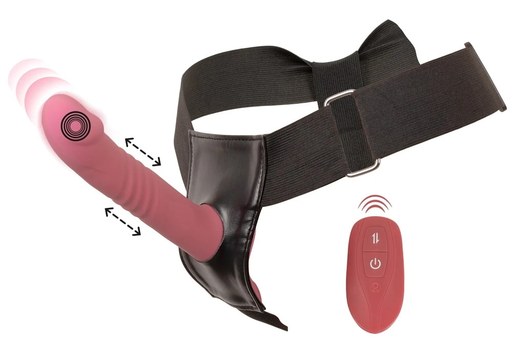 Your Strap-On Vibrator Pinkm Stilvolles Strap-on Set mit Vibrator, 2-Motor-Stoßvibrator und Fernbedienung für intensives, automatisches Vergnügen