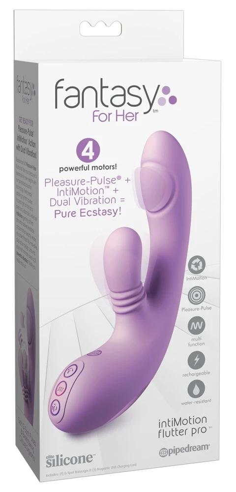 FFH IntiMotion Flutter Pro Pur, Fantasy For Her IntiMotion Flutter Pro Rabbitvibrator mit 4 Motoren Klitorisstimulator PleasurePulse G-Punkt Vibrator 10 Vibrationsmodi