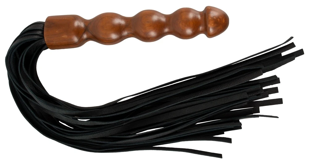Hochwertiger robuster Leder Flogger Wood von ZADO mit massivem Holzgriff und weichen Lederriemen.