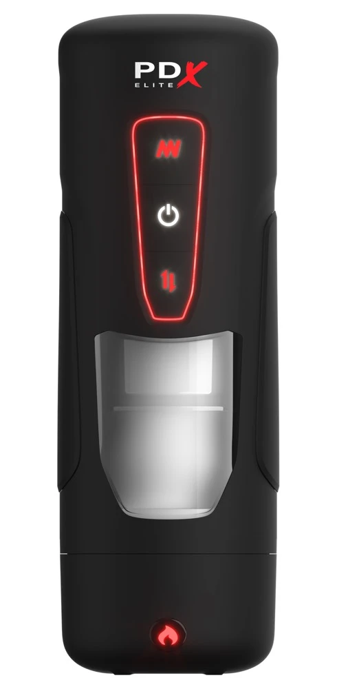 PDX Elite Milk Me Hotter Black, Vibrating Warming Masturbator: Handjob-Stoßmassage, 10 Vibrations- und Heizmodi, Noppen-Stimulationsstruktur für intensiven Genuss!