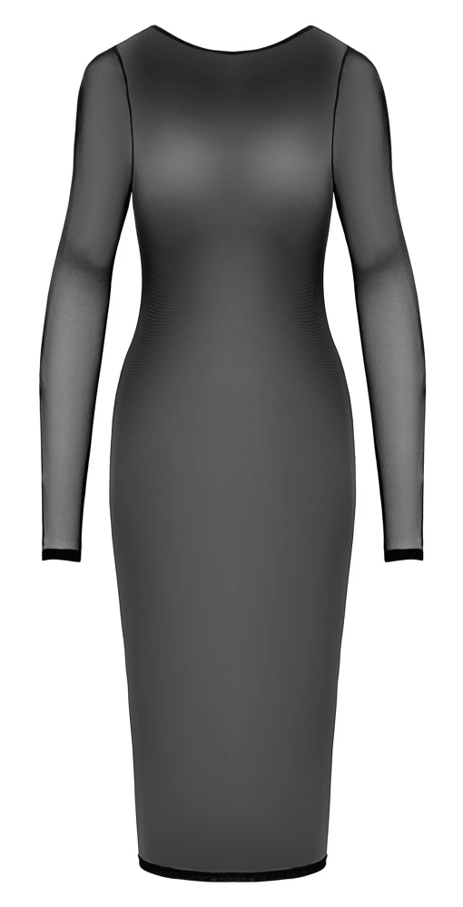 Cottelli PARTY Kleid knielang Powernet-Transparenz tiefer Rücken Ausschnitt mit 2 Ketten
