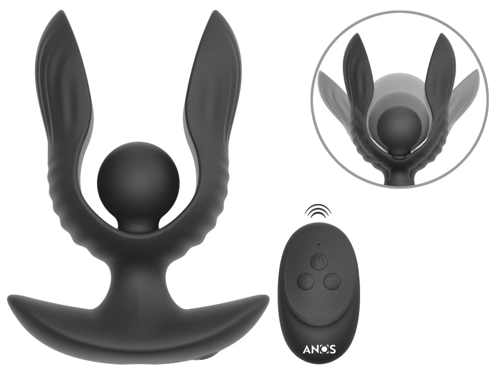ANOS infl. Expander Plug RC, RC Inflatable Expander Plug mit Vibration von ANOS – 2-armiger Analvibrator mit aufpumpbarer Spreizfunktion, Fernbedienung und Sicherheitsventil für intensiven Backdoor-Spaß