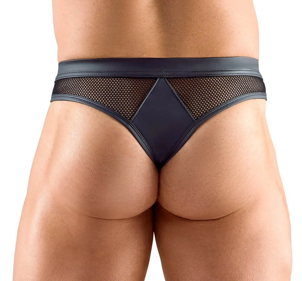 Schwarzer knackiger Riostring von Svenjoyment mit bezogenem Bundgummi. Im elastischen Material-Mix. Schwarzer knackiger Riostring von Svenjoyment mit bezogenem Bundgummi. Im elastischen Material-Mix.