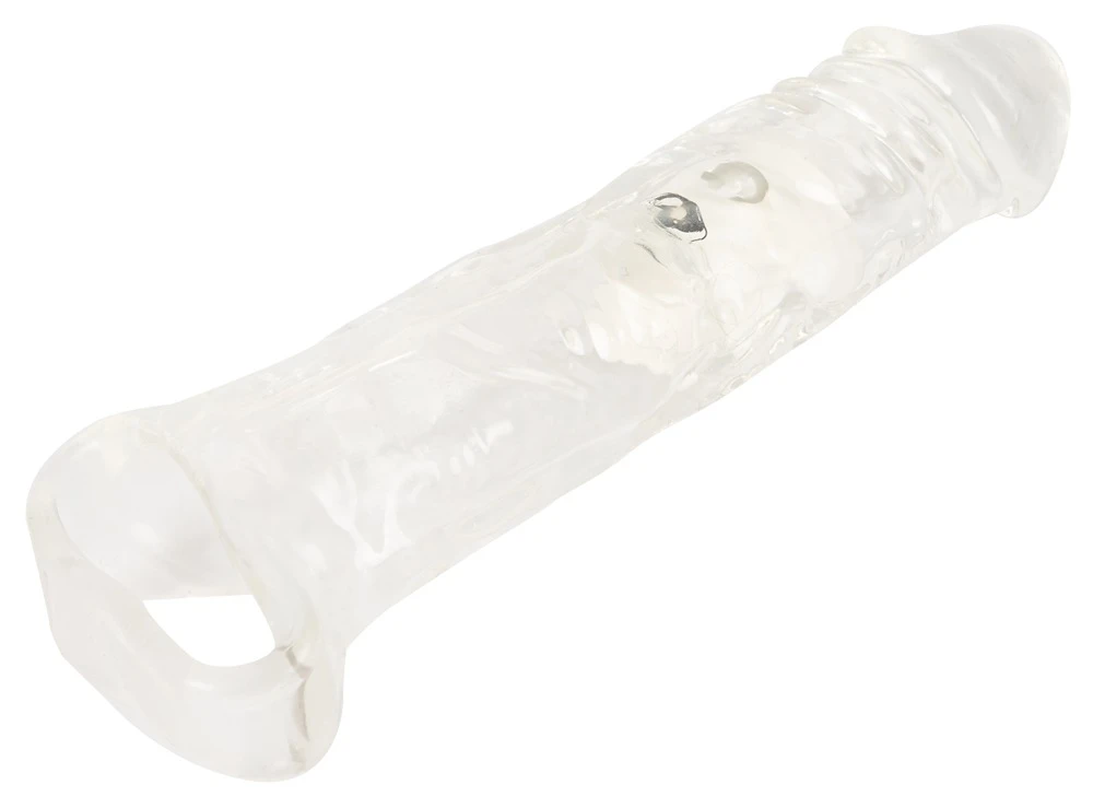 Crystal Clear RC Vibrating Ext, Crystal Clear RC Vibrating Extension Sleeve – Aufreizende transparente Penisverlängerung mit 10 Vibrationsmodi, Fernbedienung und 10 cm XXL-Extra-Länge