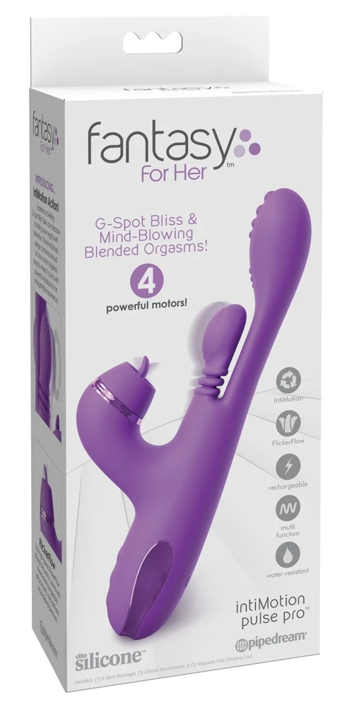 FFH IntiMotion Pulse Pro Purpl, Highspeed-Lust an der Klitoris: Der FlickerFlow-Stimulator mit flackernder Zunge, weichen Noppen oder Kugel trifft jeden Nerv, gleich dreifach!