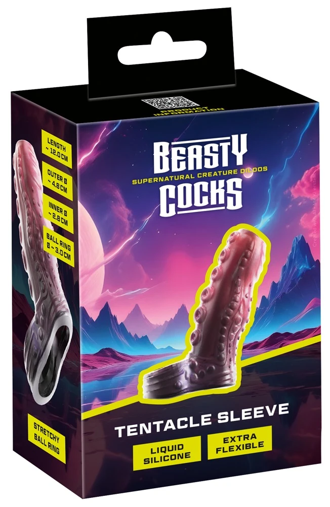 Beasty Cocks Tentacle Sleeve, Erotische Tentacle Sleeve mit offener Penishülle und Hodenring für intensive Stimulation