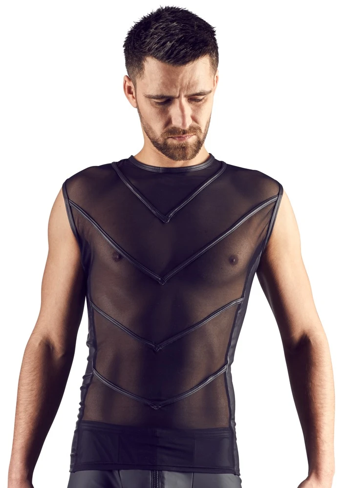 Dieses Shirt im edlen Mattglanz aus dünnem, elastischem Material begeistert mit Powernet-Einsatz und schmalen aufgesteppten Streifen vorne.